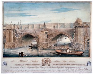 St Mary and Chapel Locks rivs ner, London Bridge, 1829. av G Yates