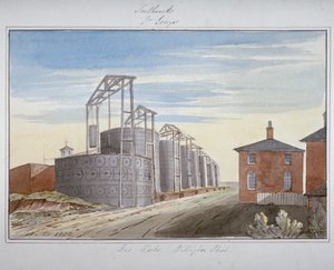 Utsikt över gasverk i Pocock Street, Southwark, London, 1826 av G Yates
