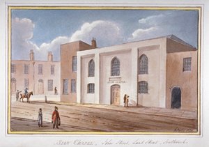 Utsikt över Sion Chapel på John Street, Southwark, London, 1825