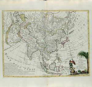 Asien uppdelat i sina huvudstater, gravyr av G. Zuliani hämtad från Tome I of the Newest Atlas publicerad i Venedig 1777 av Antonio Zatta, Privat samling av G. Zuliani