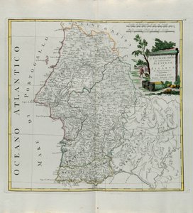 Extremadura av Portugal Alentejo eller Algarve, gravyr av G. Zuliani hämtad från Tome I av den nyaste atlasen publicerad i Venedig 1776 av Antonio Zatta, privat samling av G. Zuliani