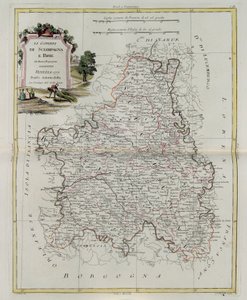 Styrning av Champagne och Brie, gravyr av G. Zuliani hämtad från Tome I of the Newest Atlas publicerad i Venedig 1777 av Antonio Zatta, Privat samling av G. Zuliani