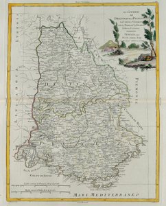 Styrningen av Dauphin, Provence, grevskapet Venaissin och Principate of Orange, gravyr av G. Zuliani hämtad från Tome I of the Newest Atlas publicerad i Venedig 1777 av Antonio Zatta, Priv av G. Zuliani