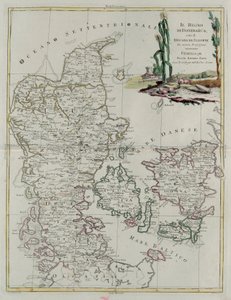 Konungariket Danmark med hertigdömet Slesvik, gravyr av G. Zuliani hämtad från Tome III i "Nyaste Atlas" publicerad i Venedig 1781 av Antonio Zatta, Privatsamling av G. Zuliani