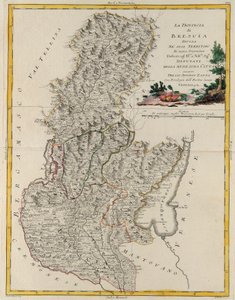 Landområde i delstaten Veneto: Brescia, gravyr av G. Zuliani hämtad från Tome II av "Nyaste Atlas" publicerad i Venedig 1783 av Antonio Zatta, Privat samling av G. Zuliani