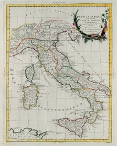 Politisk karta över Italien, graverad av G. Zuliani, hämtad från volym IV av "Novissimo Atlas" publicerad i Venedig 1785 av Antonio Zatta, Privat samling av G. Zuliani