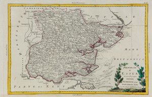 Provinsen Essex, gravyr av G. Zuliani hämtad från Tome I av "Newest Atlas" publicerad i Venedig 1779 av Antonio Zatta, Privat samling av G. Zuliani