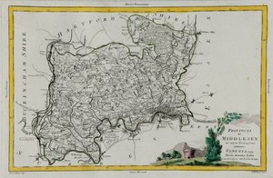 Provinsen Middlesex, gravyr av G. Zuliani hämtad från Tome I av "Newest Atlas" publicerad i Venedig 1779 av Antonio Zatta, Privat samling av G. Zuliani