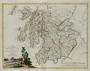 Södra Skottland indelat i sina grevskap, gravyr av G. Zuliani hämtad från Tome I av "Newest Atlas" publicerad i Venedig 1779 av Antonio Zatta, Privat samling av G. Zuliani