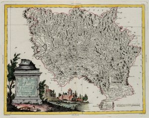 Florens territorium, gravyr av G. Zuliani hämtad från Tome II av "Newest Atlas" publicerad i Venedig 1783 av Antonio Zatta, Privat samling av G. Zuliani