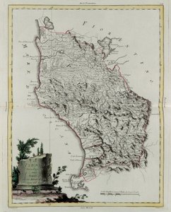 Pisas territorium, gravyr av G. Zuliani hämtad från Tome II av "Nyaste Atlas" publicerad i Venedig 1783 av Antonio Zatta, Privat samling av G. Zuliani
