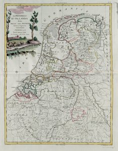 Republiken Holland delas i sina provinser, gravyr av G. Zuliani hämtad från Tome I av den nyaste atlasen publicerad i Venedig 1776 av Antonio Zatta, Privat samling av G. Zuliani