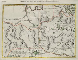 Den västra delen av Nya Frankrike eller Kanada, gravyr av G. Zuliani hämtad från Tome I av "Newest Atlas" publicerad i Venedig 1778 av Antonio Zatta, Privat samling av G. Zuliani