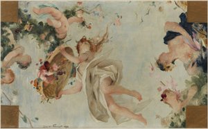 Skizze für den Festsaal im Hôtel de Ville de Paris: Die Blumen von Gabriel-Joseph-Marie-Augustin Ferrier
