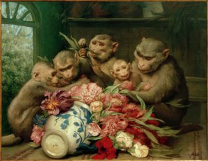 Botanist (apa med blomvas)
