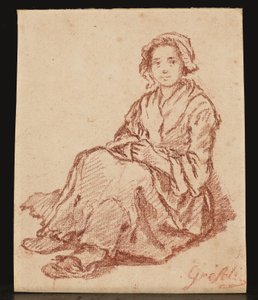 En sittande kvinna (Femme assise) (röd krita) av Gabriel Gresly