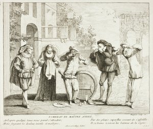 Tallrik från Livre de Scènes Comiques av Gabriel Huquier