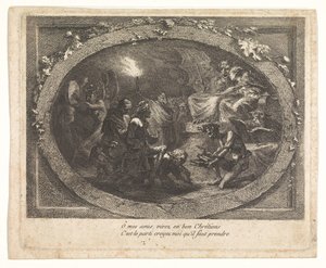Voltaire kom till helvetet av Gabriel Jacques de Saint Aubin (school of)