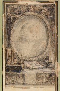 Allegorisk ram med ett slagträ av Gabriel Jacques de Saint Aubin