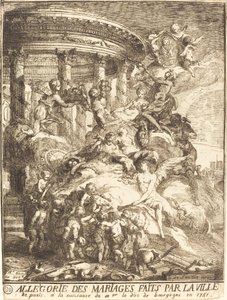 Allegori över de äktenskap som gjordes av staden Paris vid födelsen av hertigen av Bourgogne av Gabriel Jacques de Saint Aubin