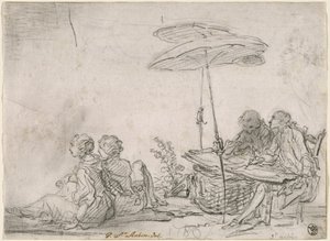 Ritare utomhus av Gabriel Jacques de Saint Aubin