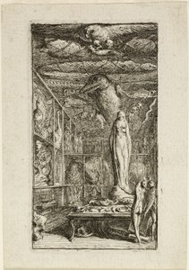 Frontispice för Almanach Historico-Physique av Gabriel Jacques de Saint Aubin