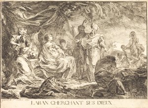 Laban söker sina gudar av Gabriel Jacques de Saint Aubin