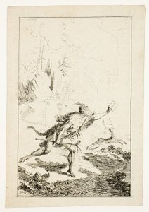 Budbärare skickad till M. Saint-Denis, av M. Belle-Isle, fånge, skylt tre från Les Nouveaux Voyages aux Indes Occidentales av Gabriel Jacques de Saint Aubin