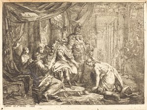 Försoning mellan Absalom och David av Gabriel Jacques de Saint Aubin