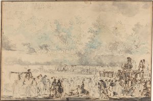 Kunglig granskning av trupperna av Gabriel Jacques de Saint Aubin