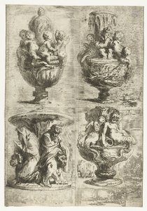 Fyra vaser av Gabriel Jacques de Saint Aubin