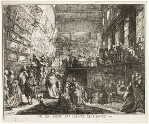 Utsikt över salongen i Louvren år 1753 av Gabriel Jacques de Saint Aubin
