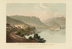 Utsikt från Stresa över den vackra ön Isola Bella, Lago Maggiore, före 1820. av Gabriel Ludwig Lory