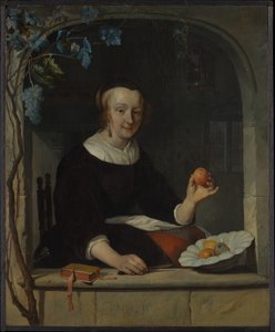 En kvinna sittande vid ett fönster av Gabriel Metsu