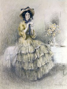Afternoon Tea (färgade kritor på papper) av Gabriel Nicolet