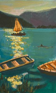 Evening Sail, 2024 (akryl på papper)