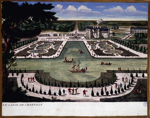 Kanal av Chantilly gods - gravyr av Perelle