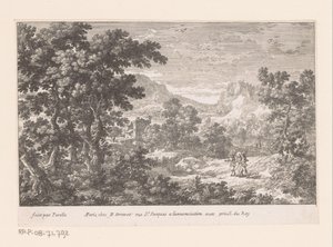 Kristus och Emmaus Landskap med bibliska scener (serietitel) av Gabriel Perelle