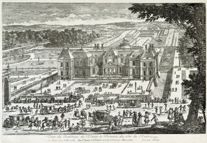 Utsikt över slottet Vaux Le Vicomte (Vaux-Le-Vicomte) från entrésidan (trädgårdar av Le ours) - av Perelle, sent 1600-tal av Gabriel Perelle