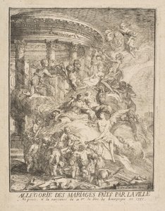 Allegori över äktenskap som gjordes av staden Paris vid födelsen av hertigen av Bourgogne, 1752. av Gabriel de Saint Aubin