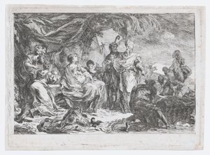 Laban söker efter sina husgudar, ca. 1753. av Gabriel de Saint Aubin