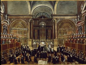 Ceremoni för att ta en klänning av en nunna i kyrkan San Lorenzo i Venedig Detaljmålning av Gabriele Bella (1730-1799) 1789 Dim 94x148 cm Venedig Fondazione "" Querini Stampalia""
