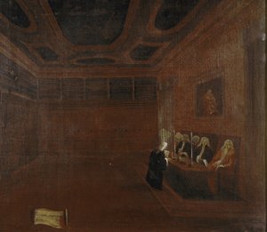 Högsta domstolen för de Forty eller Council of the Forty, detalj (Venedig, Högsta domstolen i Quarantia. Detalj) - Målning av Gabriele Bella (ca 1730-1799). Venedig, Querini Stampalia Foundation av Gabriele Bella