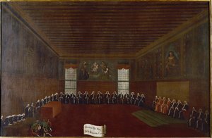 Utsikt över rummet i Criminal Quarantine, Supreme Court eller Council of the Forty Målning av Gabriele Bella (1733-1799) 1700-talets Venedig, Fondazione "" Querini Stampalia""