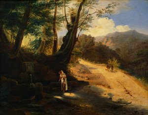 Fontänen i skogen, av Gabriele Smargiassi, olja på duk av Gabriele Smargiassi