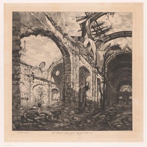 Ruïne van de Salle des Pas Perdus i Paris med skåpbil 1871 Salle des pas perdus i Palais de Justice i Paris efter branden 1871 (titel på objektet)