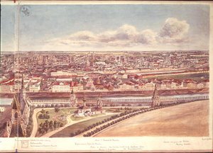 Panorama över Moskva, föreställande Kremls murar och Moskvafloden, 1819 (wc på papper) (se 170139-170145)