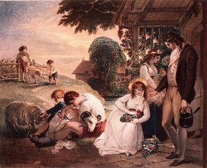 Landsbygdsscen (tryck från en målning av W.Hamilton) av Gaetano Stefano Bartolozzi