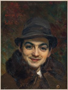 Porträtt av skulptören Zelindo Bonacini (olja på duk) av Gaetano Bellei