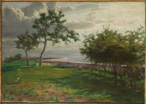 Utsikt med träd och en liten vägg av Gaetano Bellei